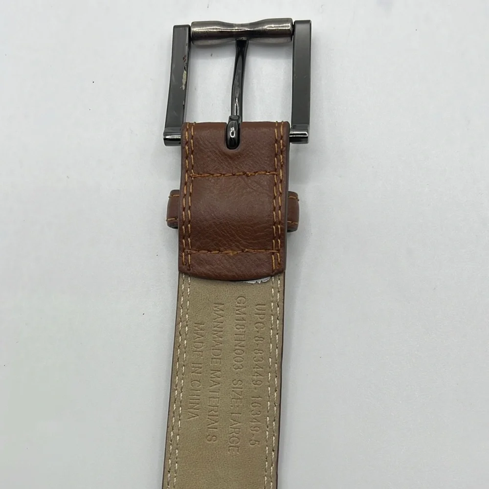 Mens Brown Faux Leather Belt Silver Buckle